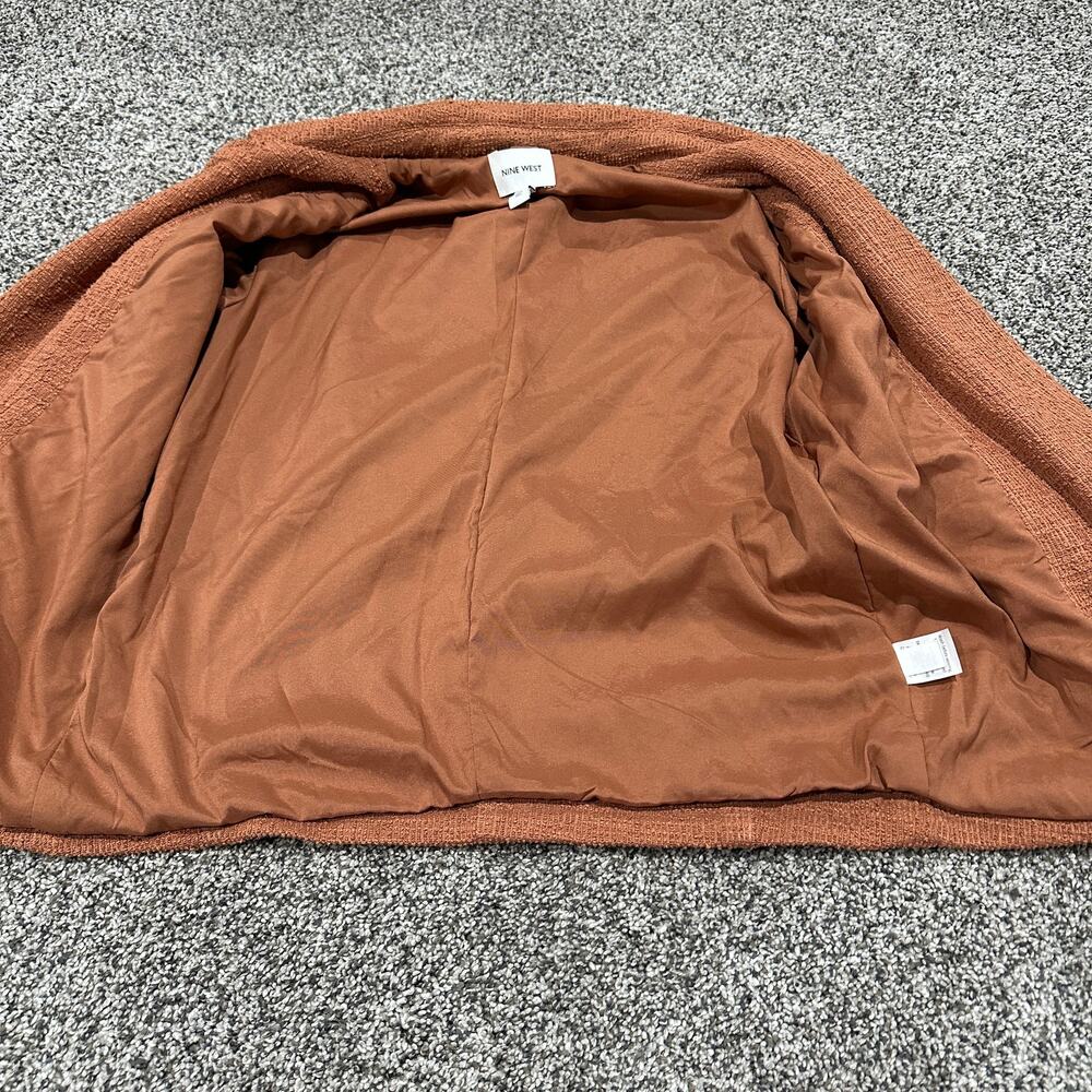 Nine West Women's Mocha Textured Knit Asymmetrical Zip Pockets Moto Jacket Small - Picture 3 of 10